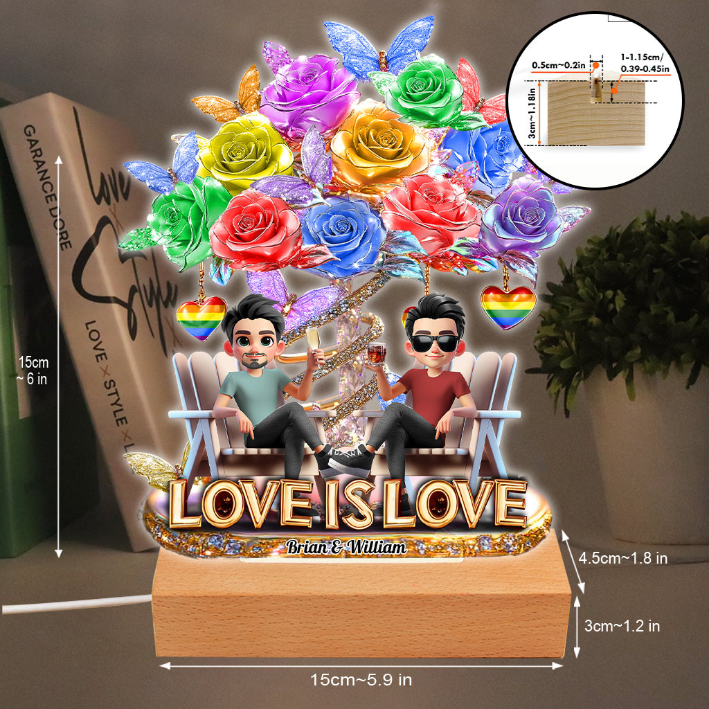 Love Is Love - Personalized LGBT Support Shaped Plaque Light Base