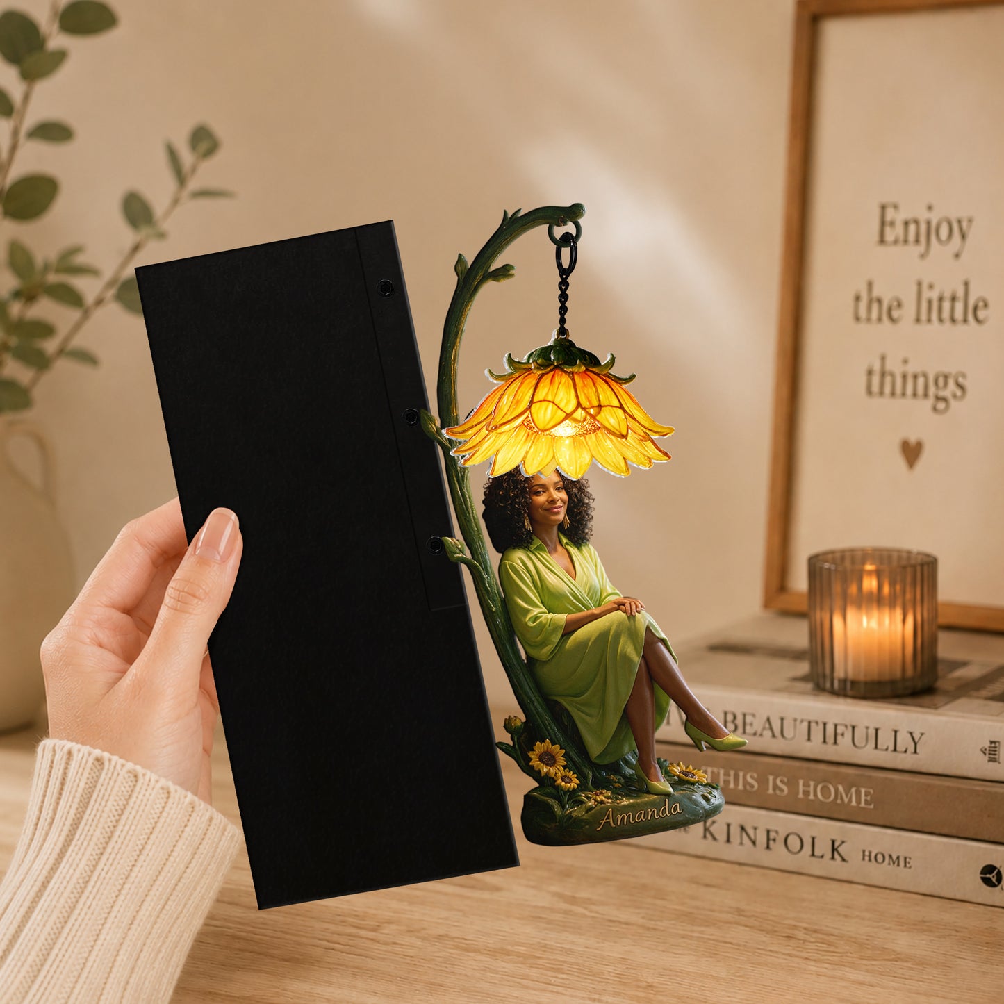 Custom Any Photo Birthmonth Flower - Personalized Self Love Bookshelf Lamp