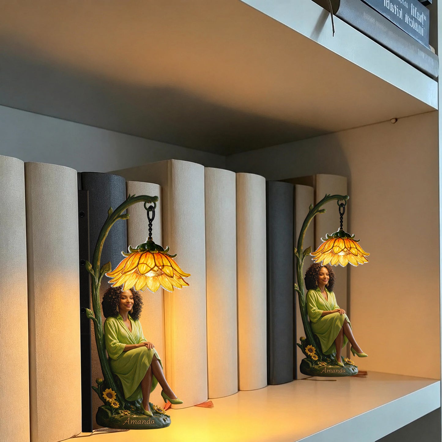 Custom Any Photo Birthmonth Flower - Personalized Self Love Bookshelf Lamp