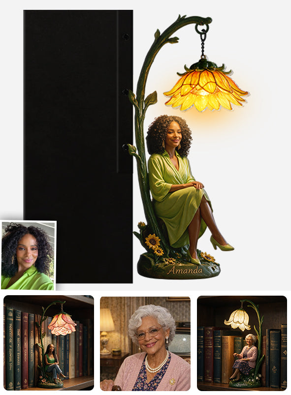 Custom Any Photo Birthmonth Flower - Personalized Self Love Bookshelf Lamp