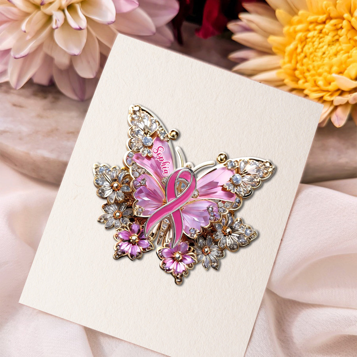 Faith Hope Love - Personalized Breast Cancer Awareness Pin