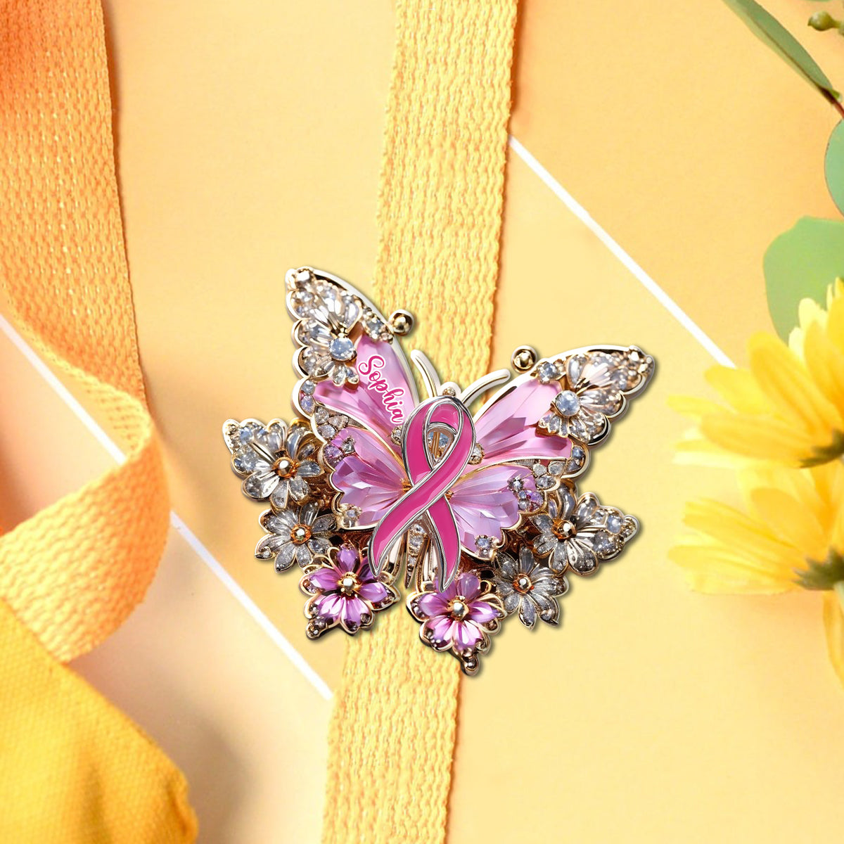 Faith Hope Love - Personalized Breast Cancer Awareness Pin