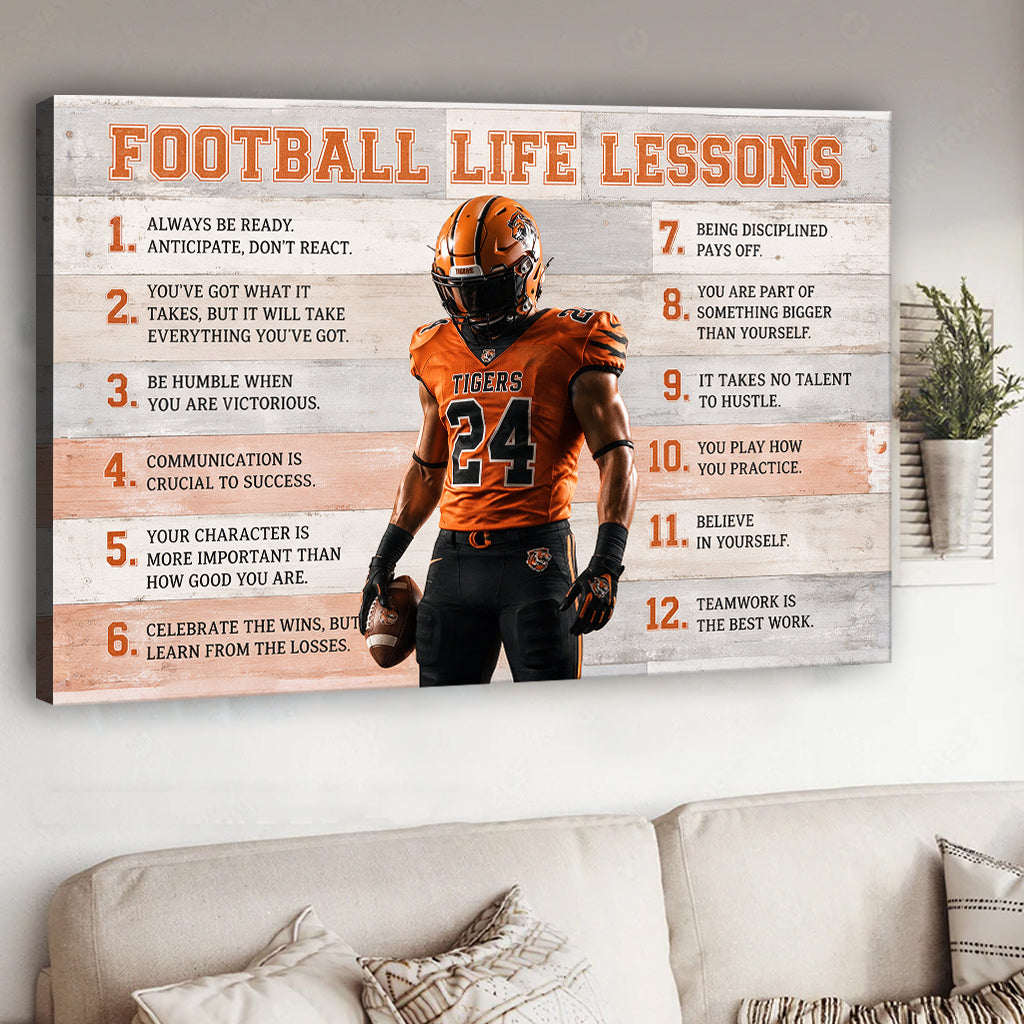 Gift For Sport Kid, Custom Any Sport & Any Photo - Personalized Football Canvas And Poster