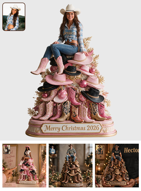 Merry Christmas - Personalized Cowgirl 3D Plaque