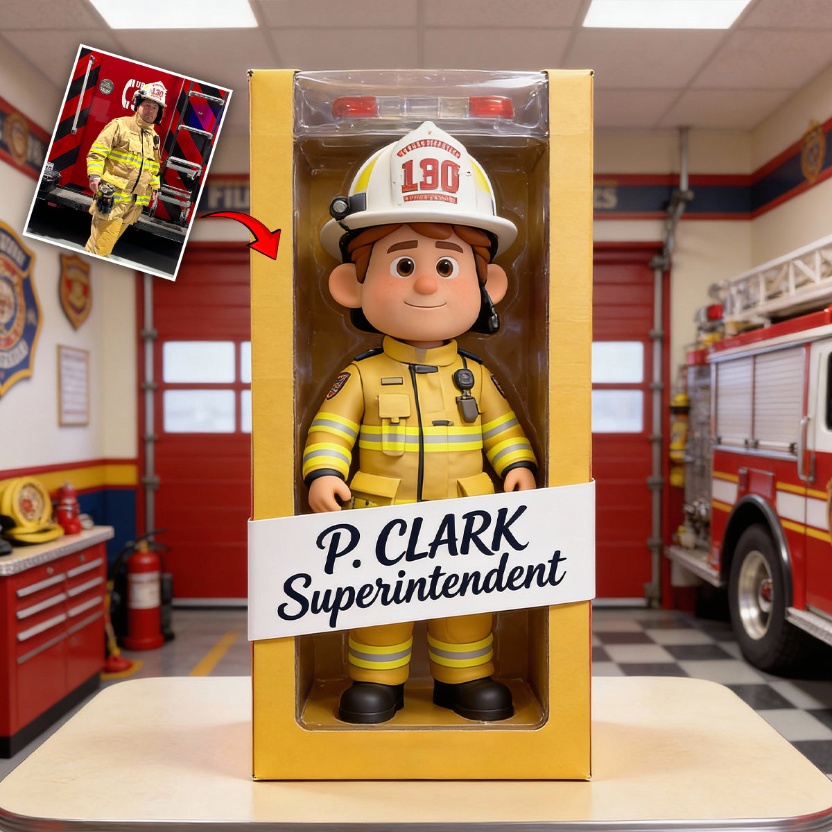 Geschenk für Feuerwehrleute – Personalisierte Acrylplakette in individueller Feuerwehrform