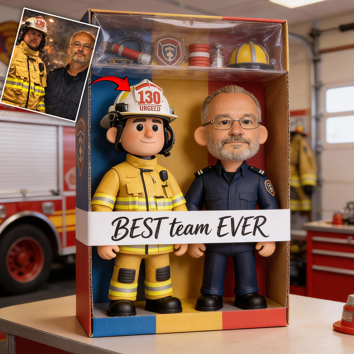 Geschenk für Feuerwehrleute – Personalisierte Acrylplakette in individueller Feuerwehrform