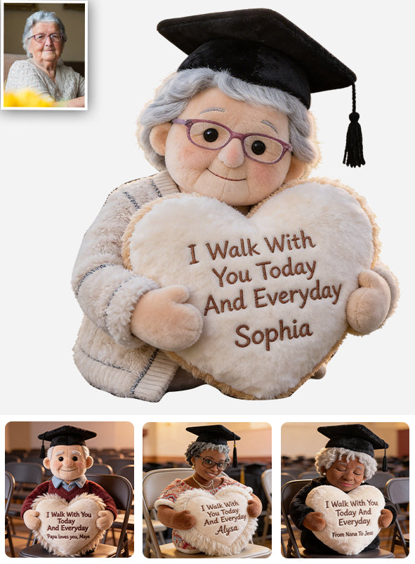 I Walk With You Today And Everyday - Personalized Graduation Premium Faux Fur Pillow