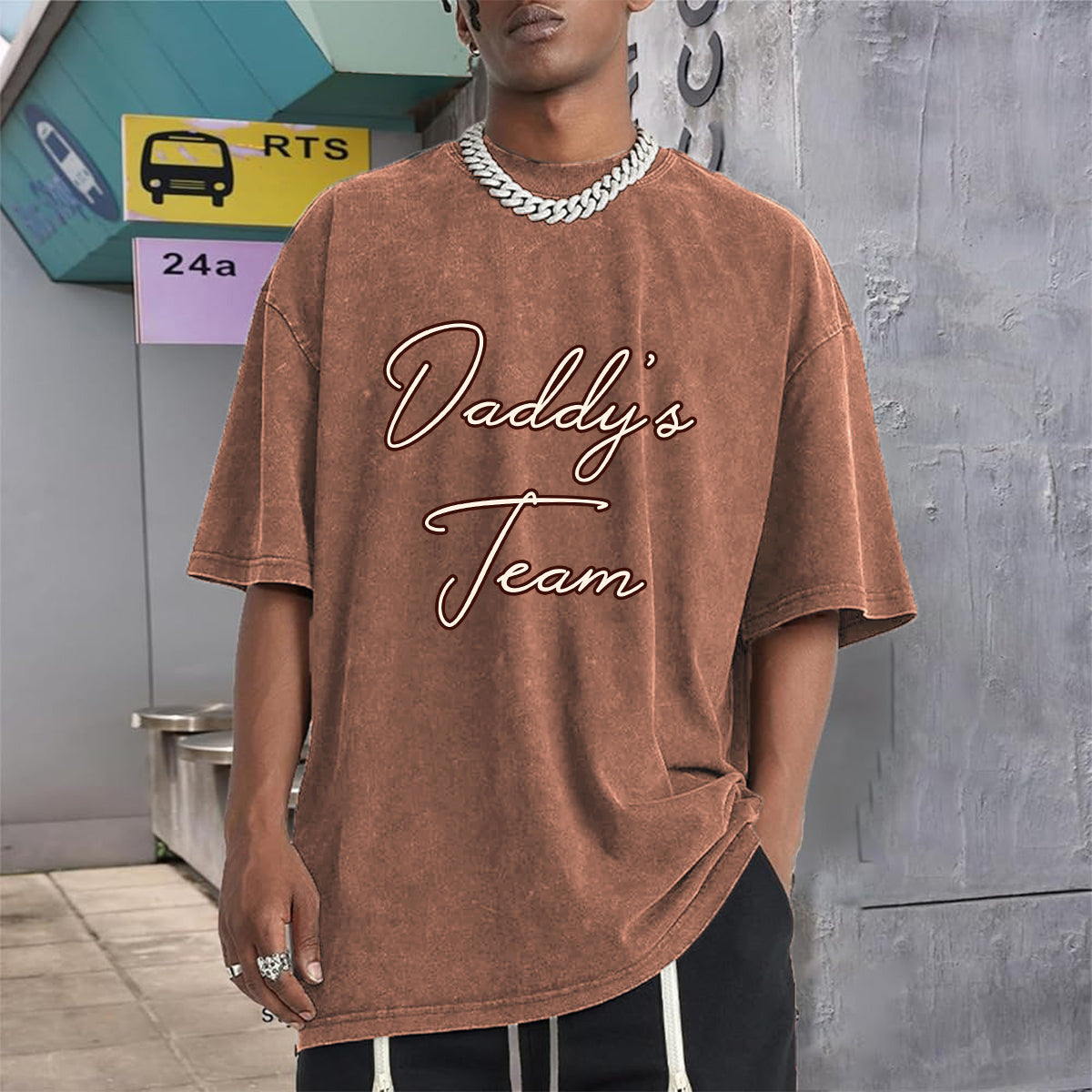 Daddy's Team Fist Bump - Personalized Father Wash T-shirt