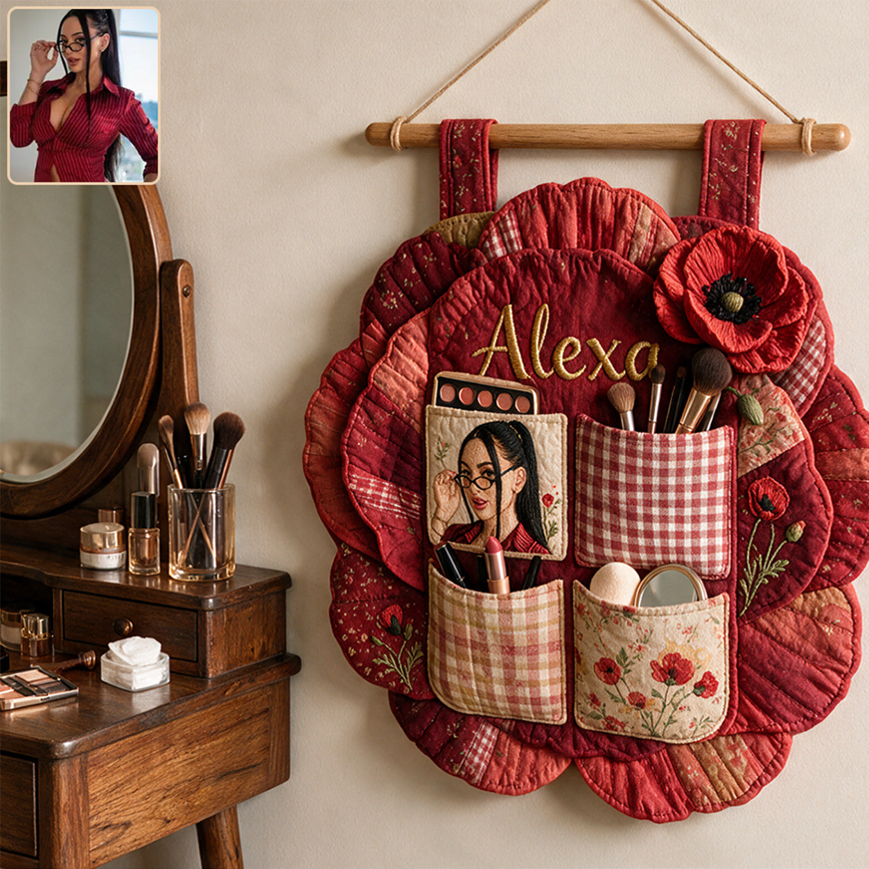 Custom Birth Flower Hanging Organizer - Personalized Self Love Hanging Organizer