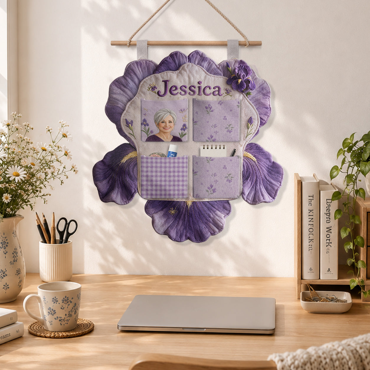 Custom Birth Flower Hanging Organizer - Personalized Self Love Hanging Organizer