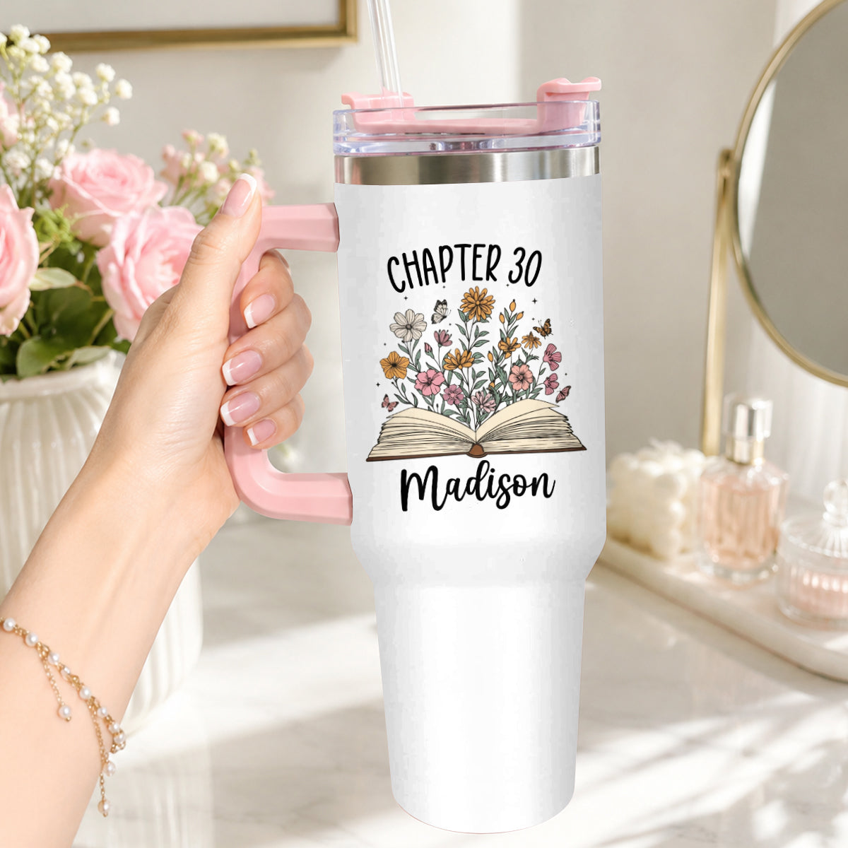 Happy Birthday - Personalized Birthday Tumbler With Handle