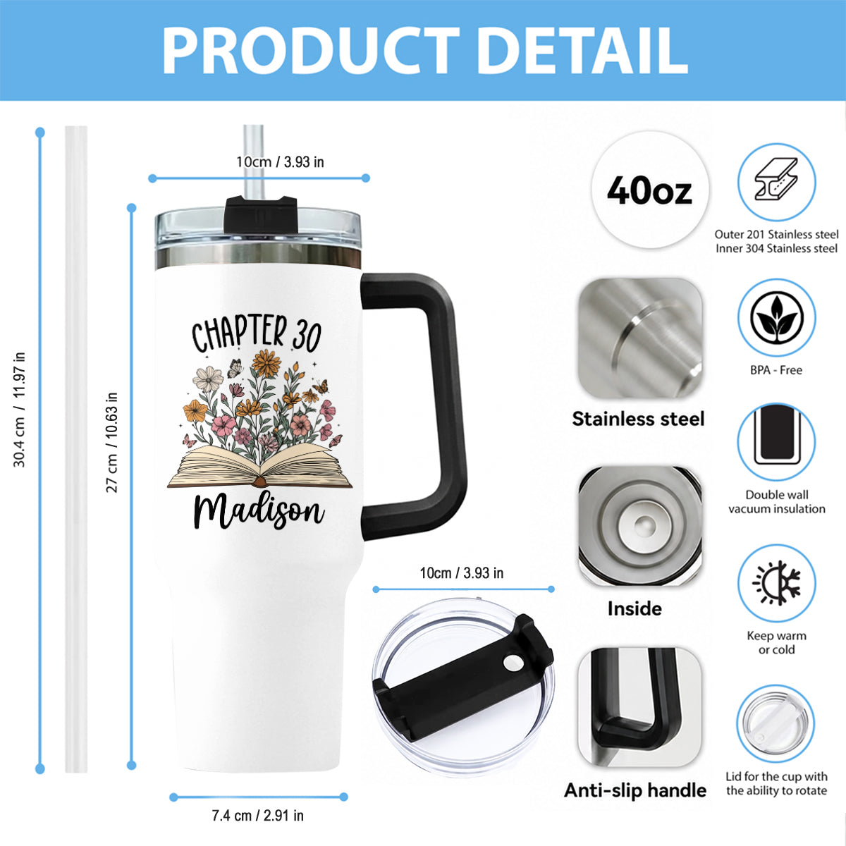 Happy Birthday - Personalized Birthday Tumbler With Handle