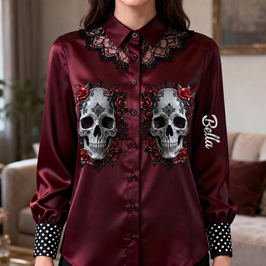 Chemise à boutons personnalisée Skull Cowboy - Tête de mort