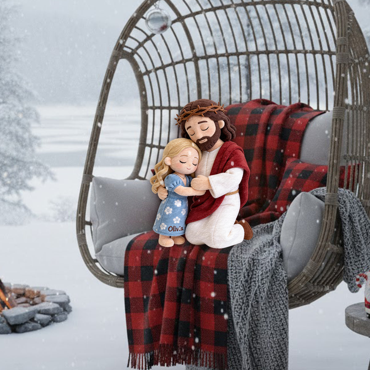 Christian Comfort – Personalisiertes Christian Premium-Kunstfellkissen