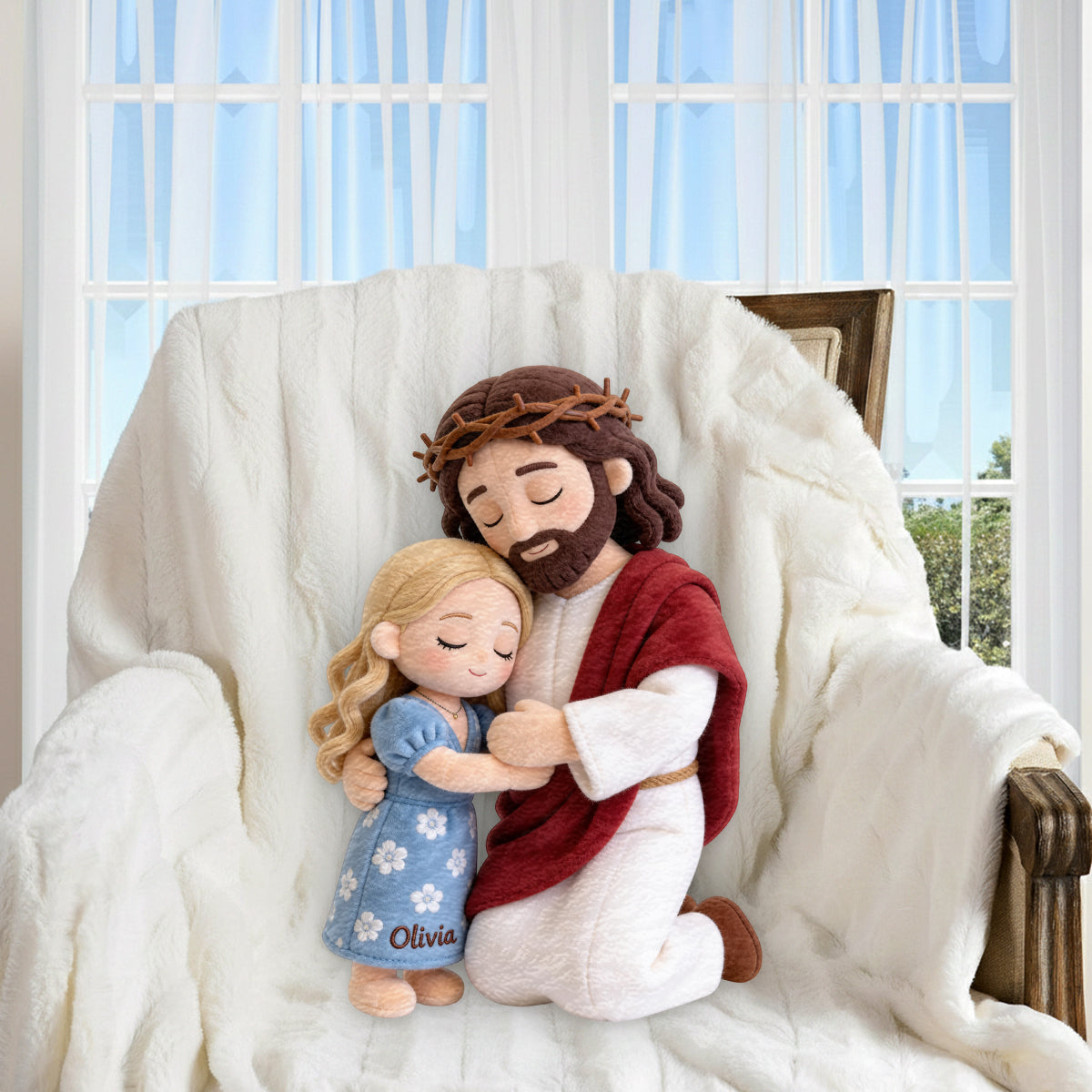 Christian Comfort – Personalisiertes Christian Premium-Kunstfellkissen