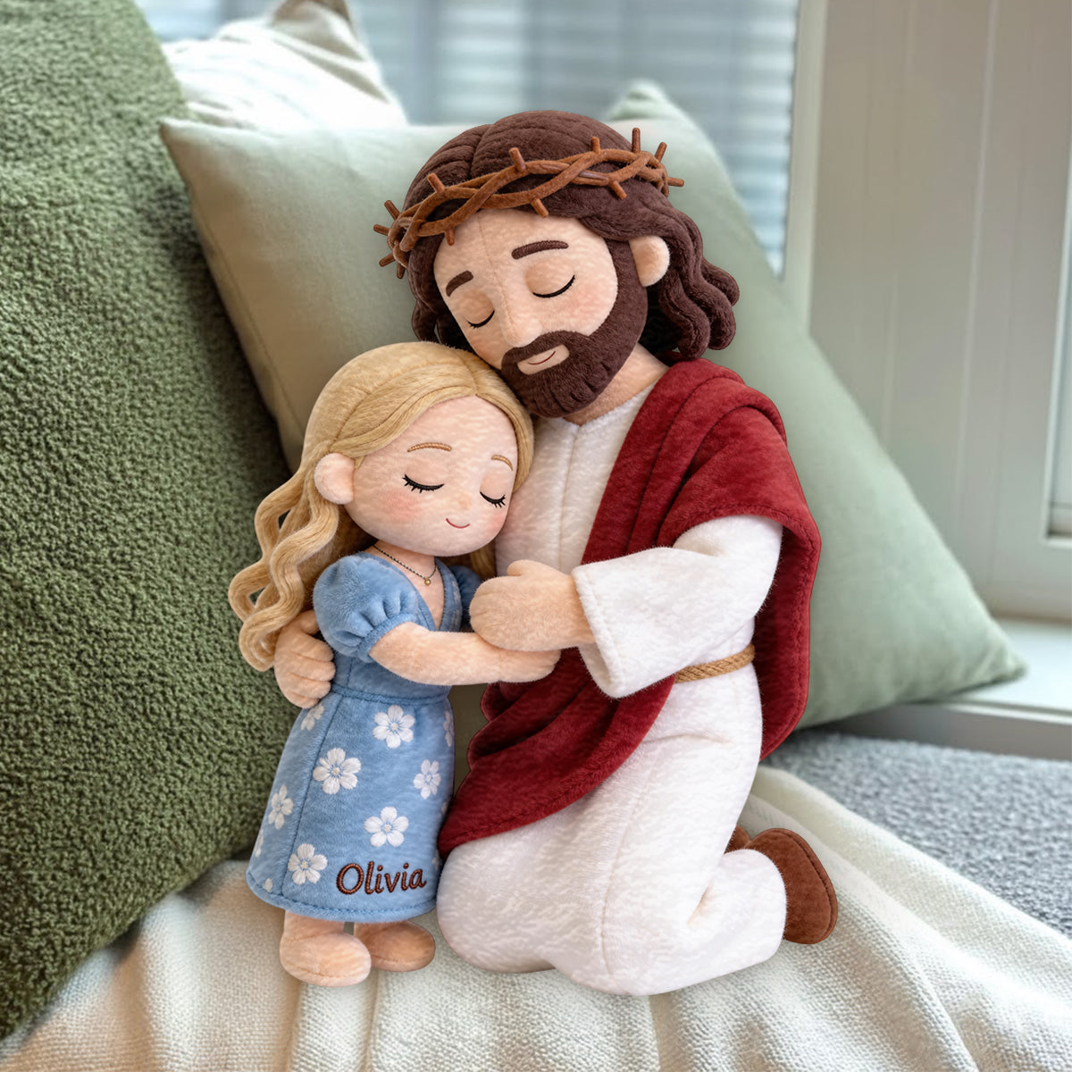 Christian Comfort – Personalisiertes Christian Premium-Kunstfellkissen