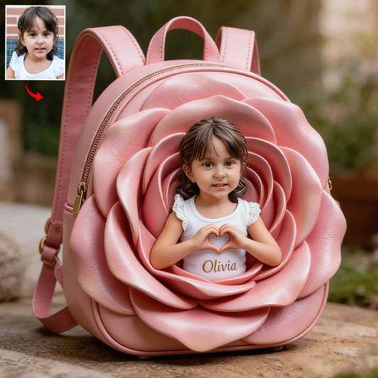 Sac à dos en cuir personnalisable - Photo et fleurs