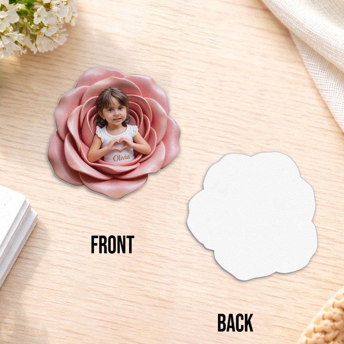 Sac à dos en cuir personnalisable - Photo et fleurs