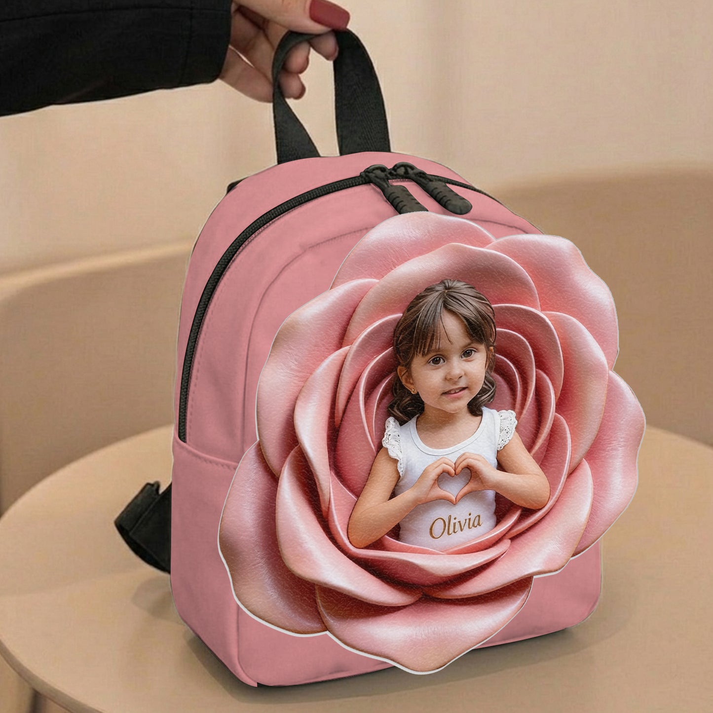 Sac à dos en cuir personnalisable - Photo et fleurs