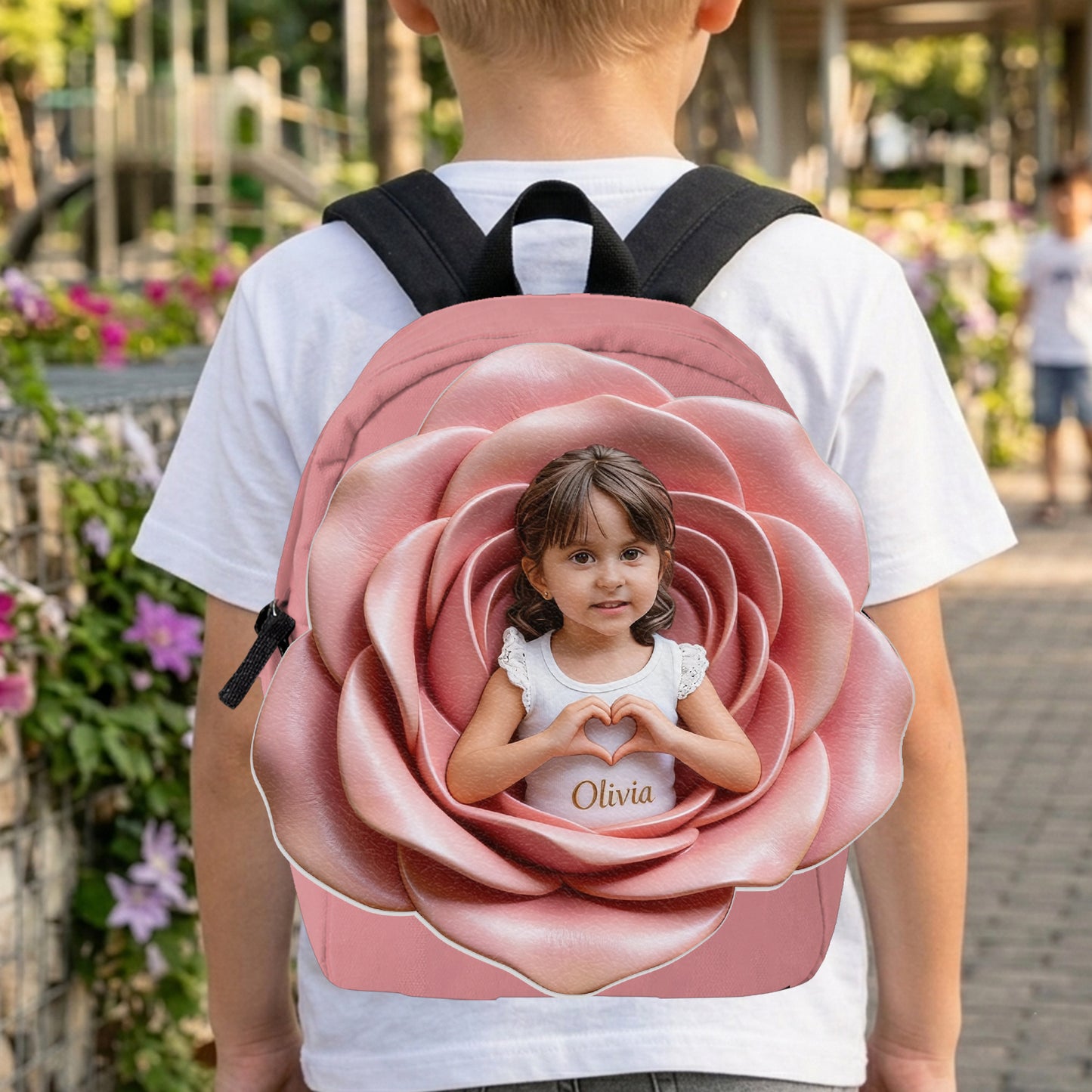 Sac à dos en cuir personnalisable - Photo et fleurs