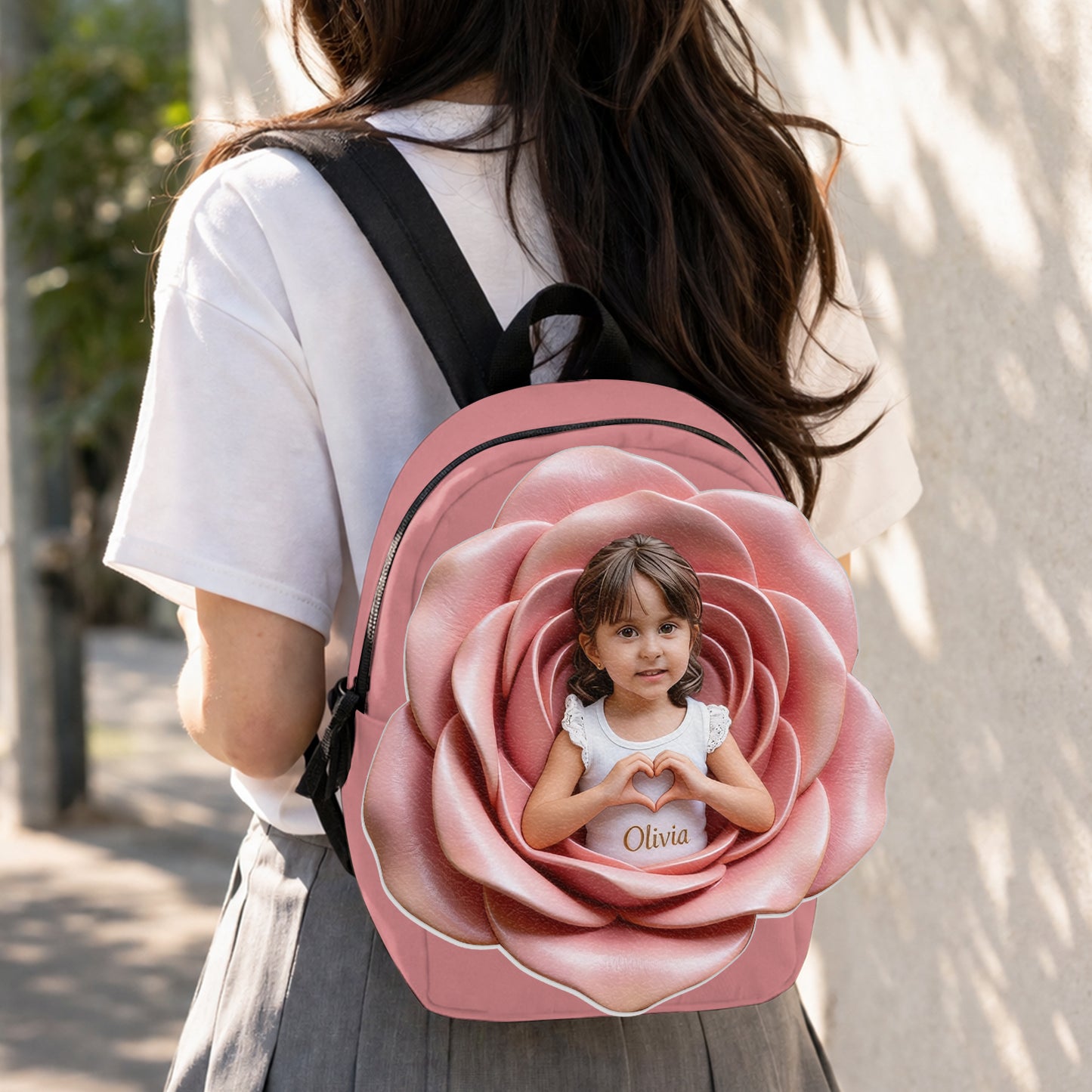 Sac à dos en cuir personnalisable - Photo et fleurs