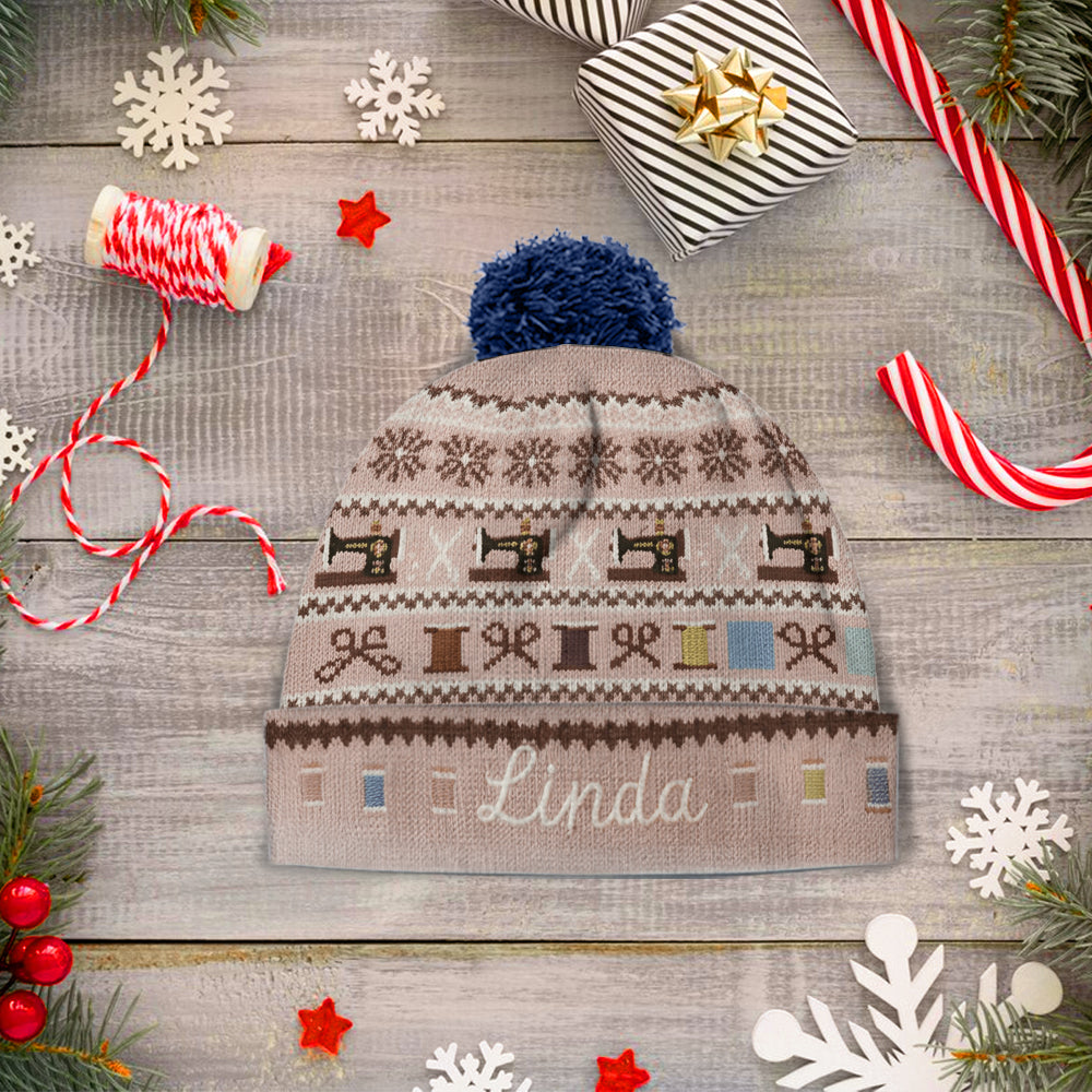 Machine à coudre et bobine de fil - Bonnet de couture personnalisé