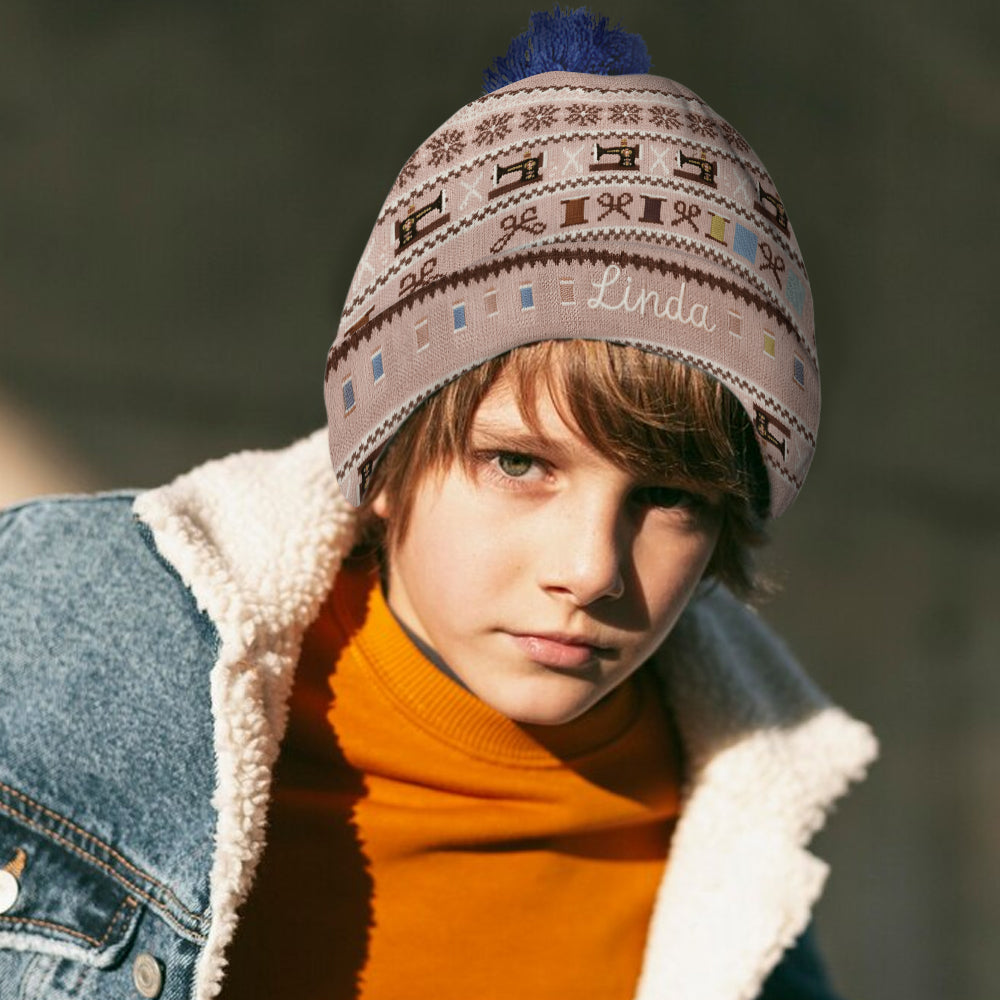 Machine à coudre et bobine de fil - Bonnet de couture personnalisé