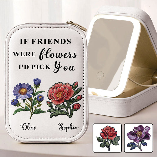 Bestie Birthflower - Personalized Bestie Jewelry Box With LED Mirror