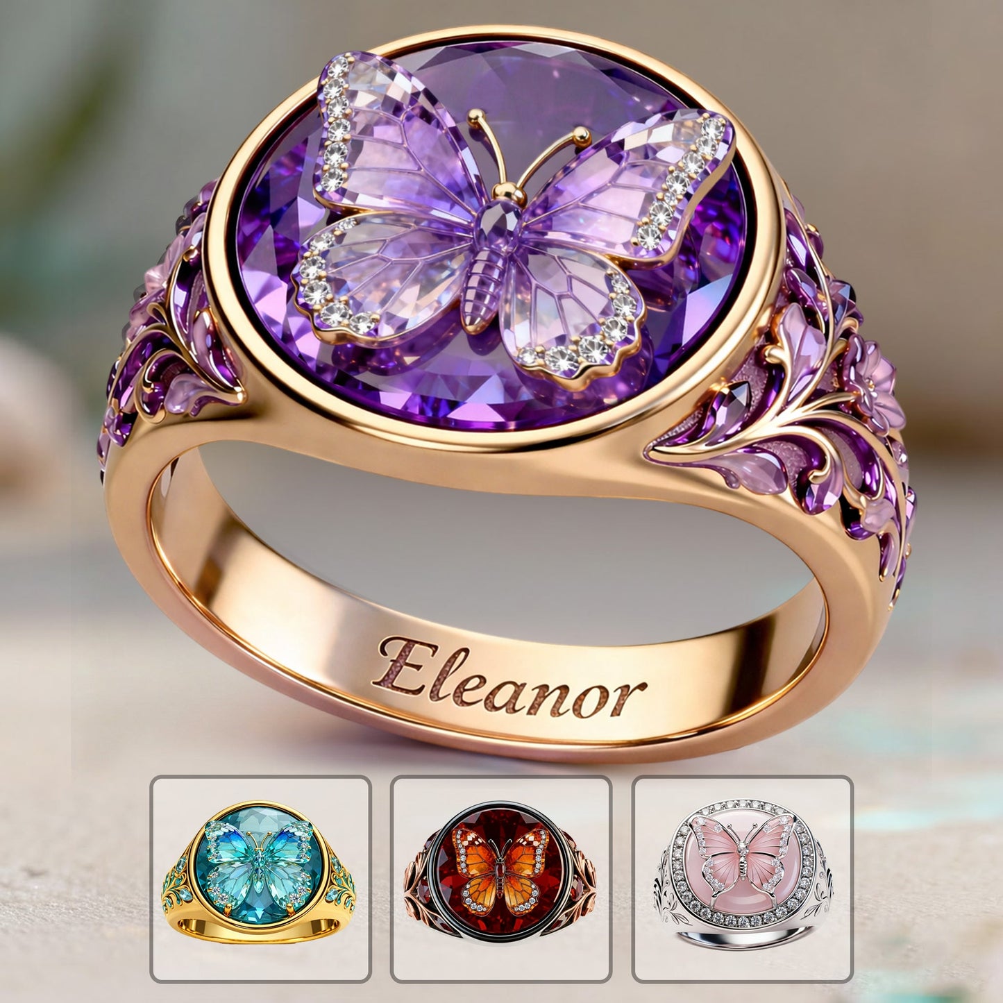 Love Butterfly - Personalized Butterfly Signet Ring