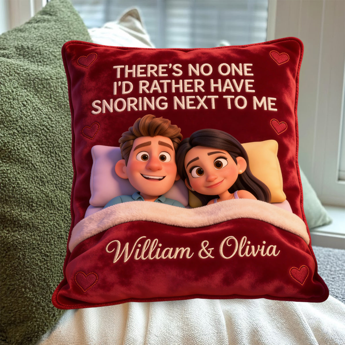 Snoring Couple - Personalized Couple Faux Fur Shaped Pillow