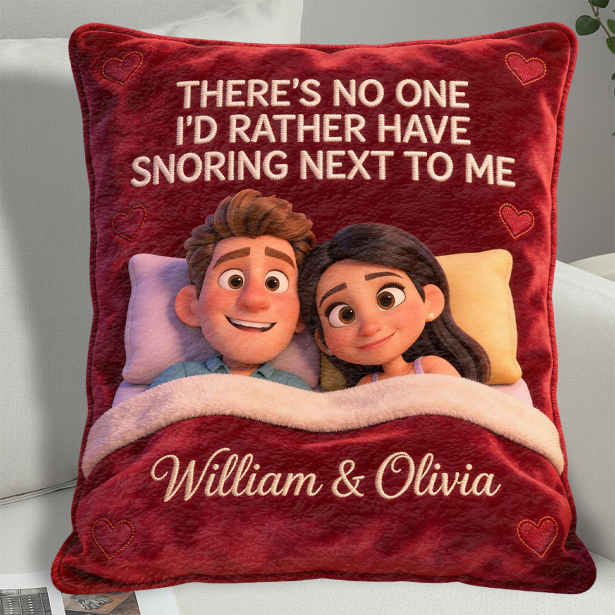 Snoring Couple - Personalized Couple Faux Fur Shaped Pillow