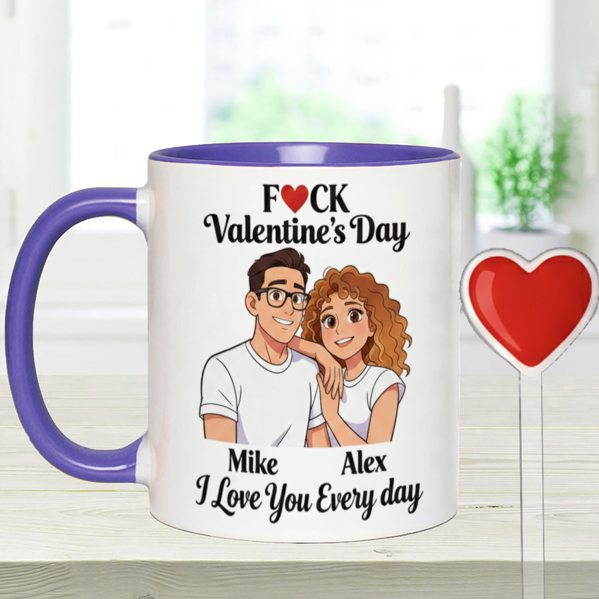 Custom From Any Photo, Couple Gift - Personalized Couple Set Accent Mug with Acrylic Stirrers