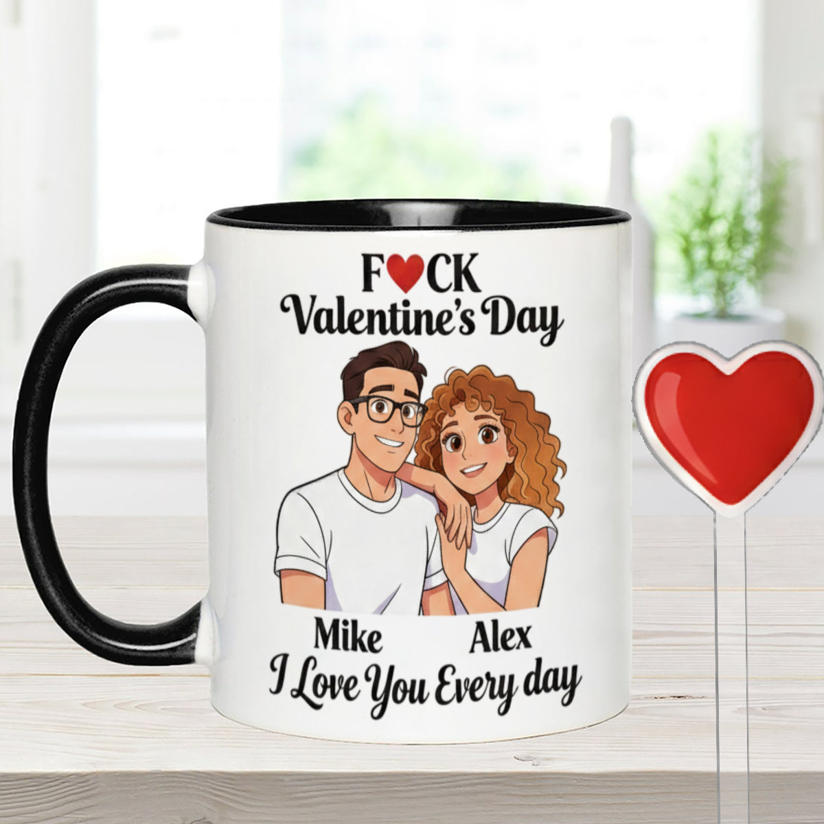 Custom From Any Photo, Couple Gift - Personalized Couple Set Accent Mug with Acrylic Stirrers