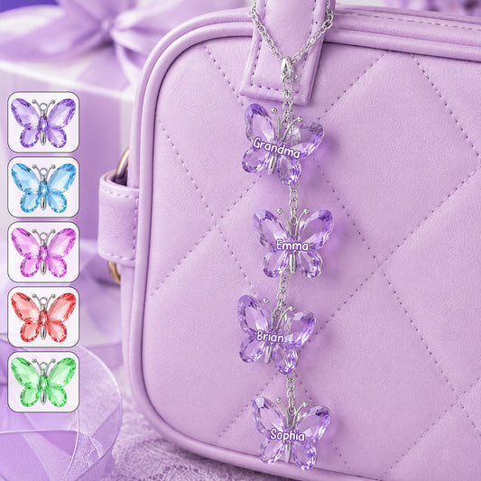 Lila Schmetterlinge Geschenk für Oma - Personalisierte Anhänger