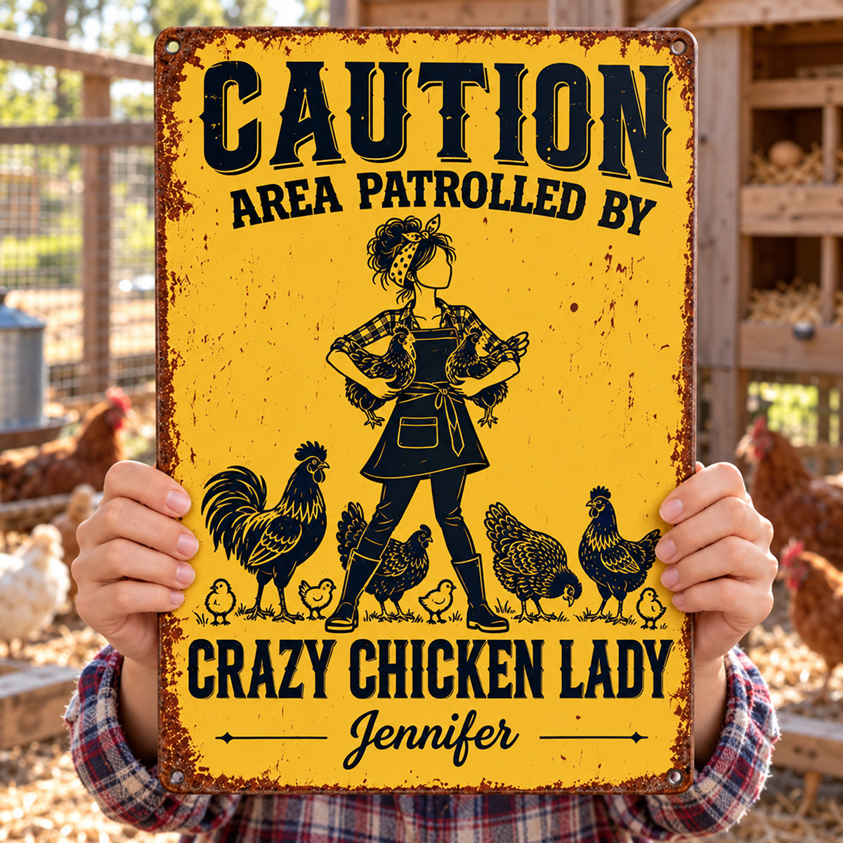 Crazy Chicken Lady - Personalized Chicken Rectangle Metal Sign