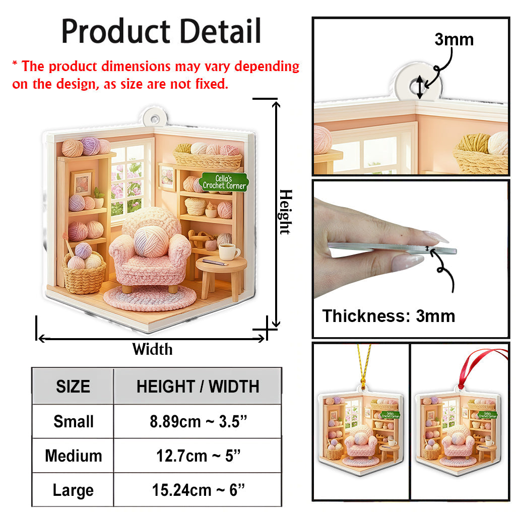 Crochet Corner Yarn Room Xmas - Personalized Crocheting Ornament