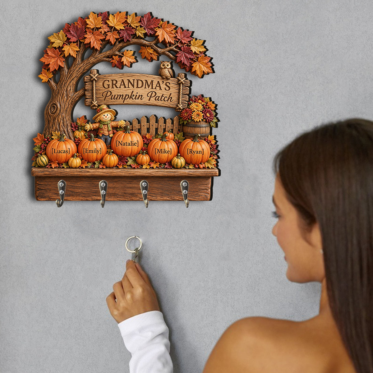 My Pumpkin Patch - Personalized Grandma Custom Shaped Hanging Rack