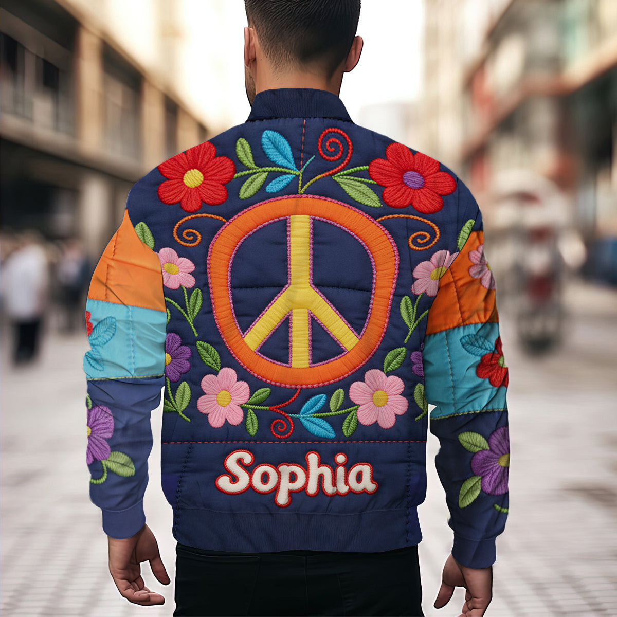 Peace Love And Light - Personalized Hippie Bomber Jacket