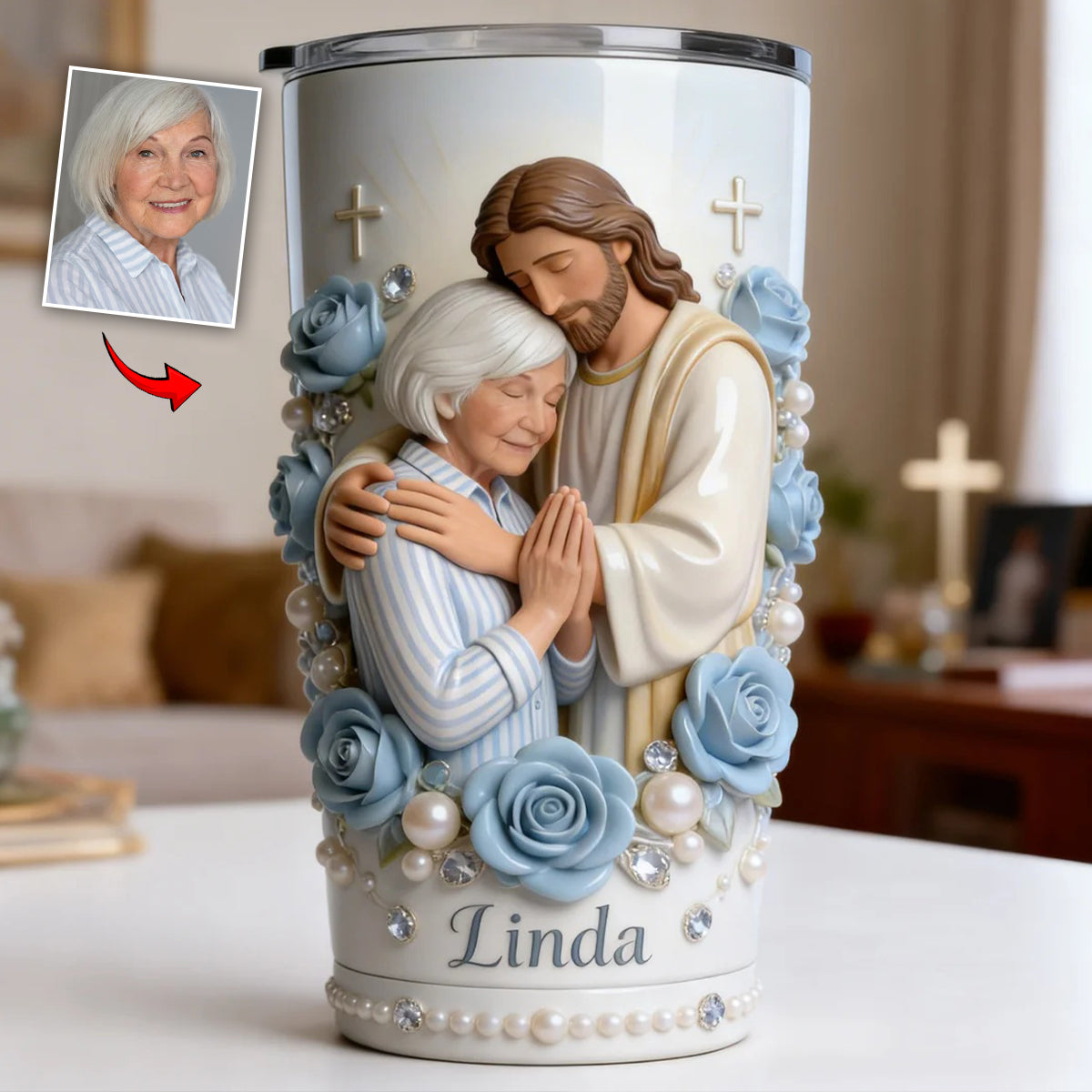 In Seinen Armen - Personalisierter Christlicher Becher