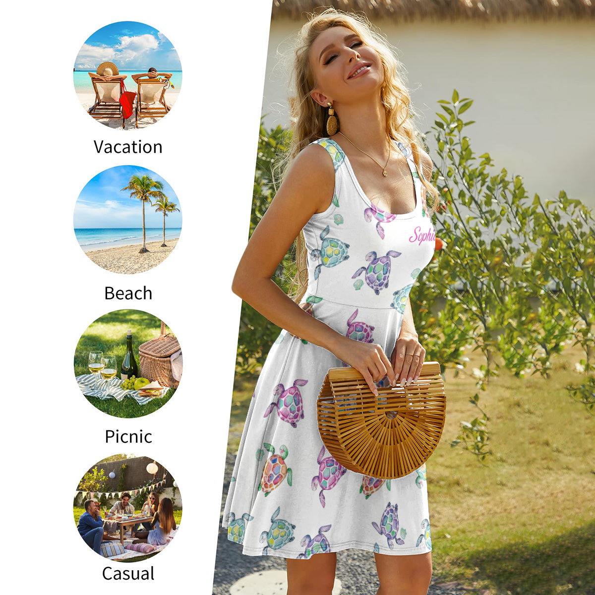 Love Turtles - Personalized Turtle Sleeveless Dress