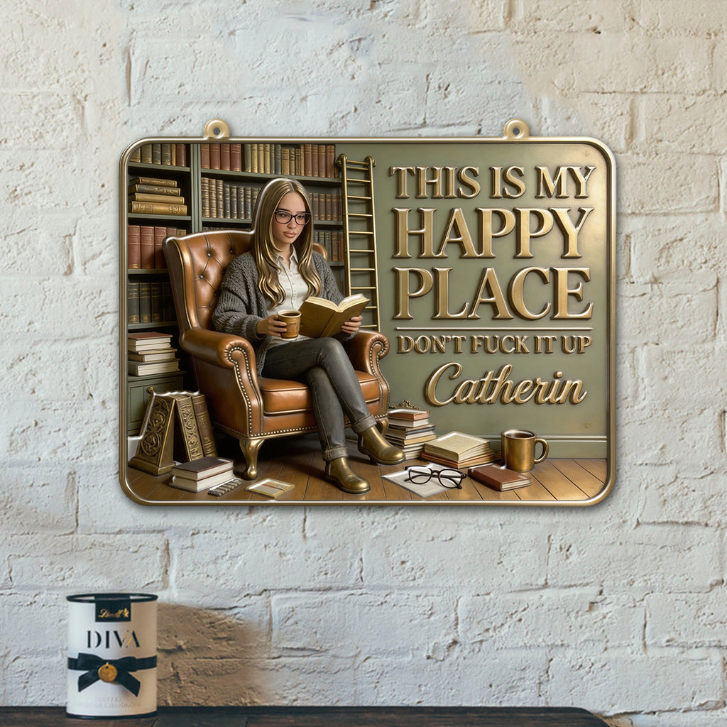 My Happy Place - Personalized Book 3D Printed Cut Metal Sign
