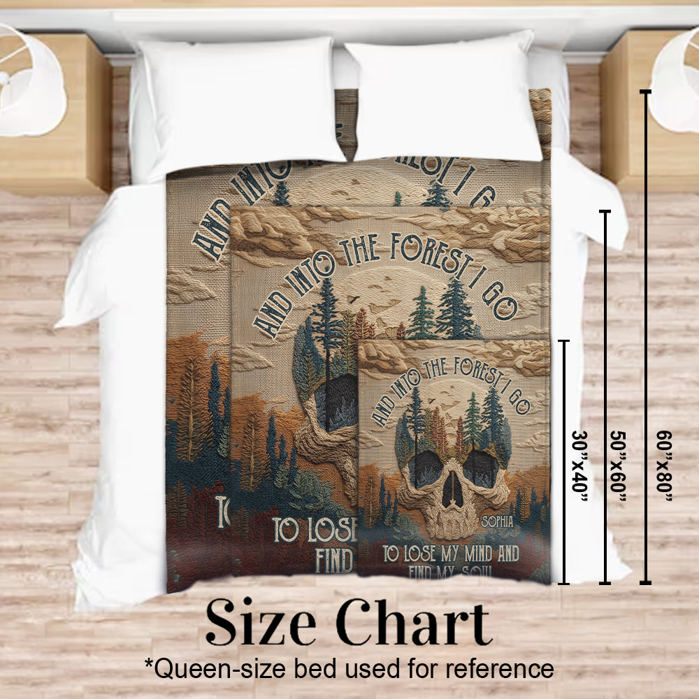 Und ich gehe in den Wald, um meinen Verstand zu verlieren und meine Seele zu finden – personalisierte Wanderdecke