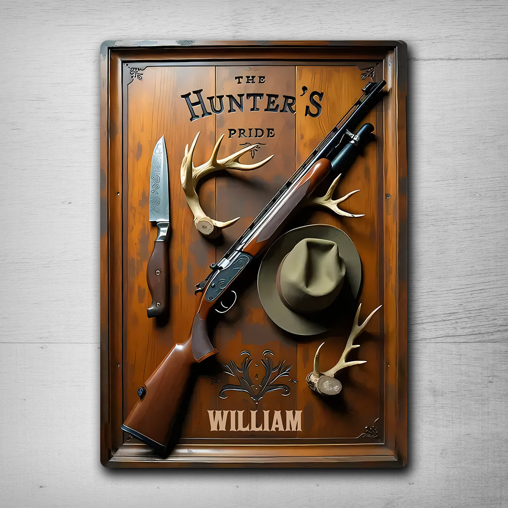 The Hunter's Pride - Personalized Hunting Rectangle Metal Sign