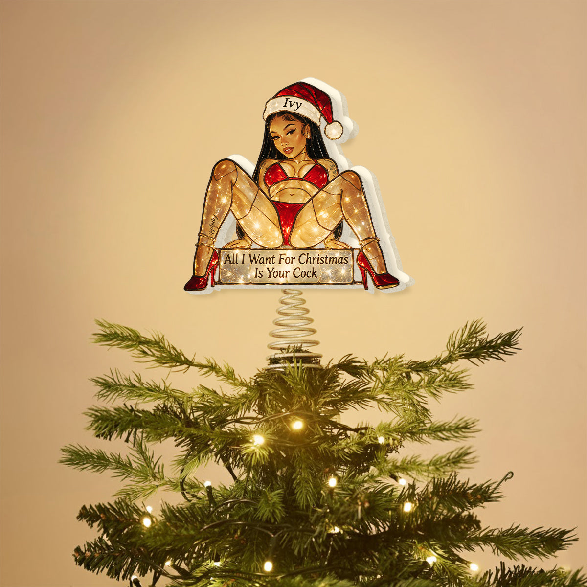 Put Me On Top - Personalized Spicy Couple LED Light Tree Topper