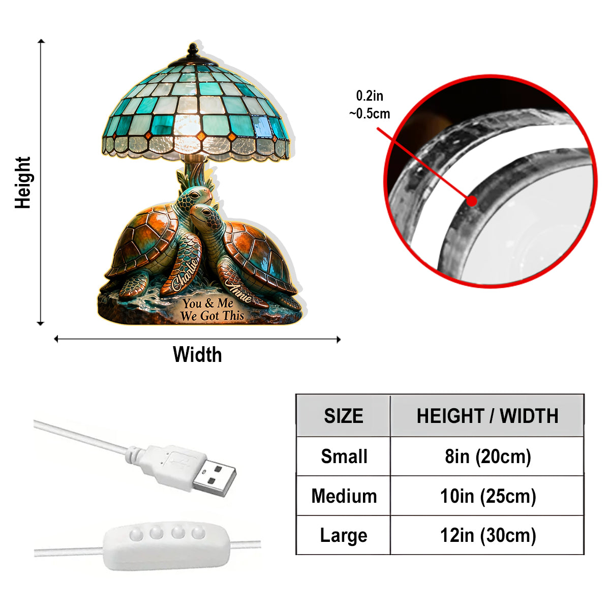 You & Me We Got This - Personalized Turtle Acrylic LED Night Light