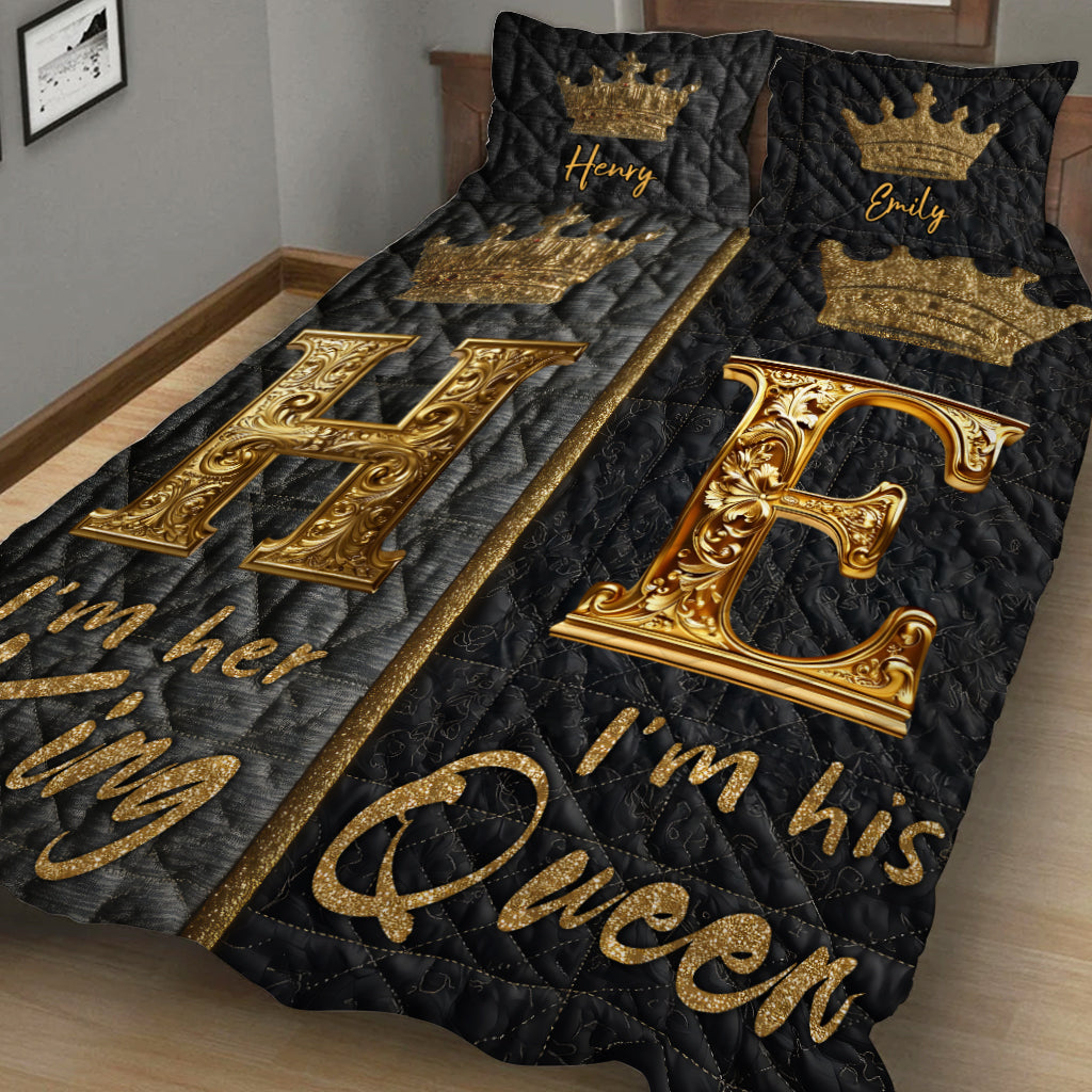 Her King His Queen - Personalized Couple Quilt Set