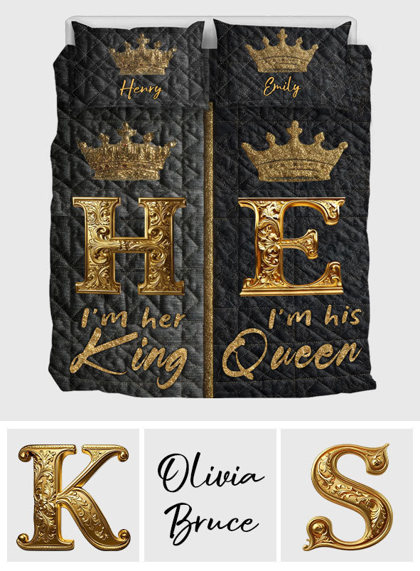 Her King His Queen - Personalized Couple Quilt Set