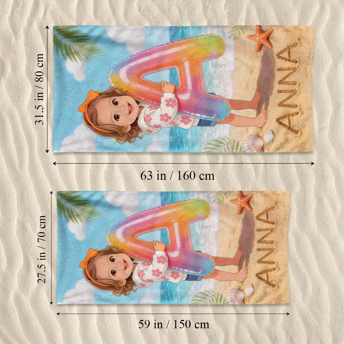 Kid Initial Custom From Any Photo - Personalized Kid Quick-dry Beach Towel/ Bath Towel