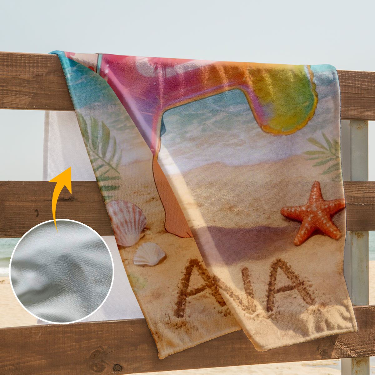 Kid Initial Custom From Any Photo - Personalized Kid Quick-dry Beach Towel/ Bath Towel