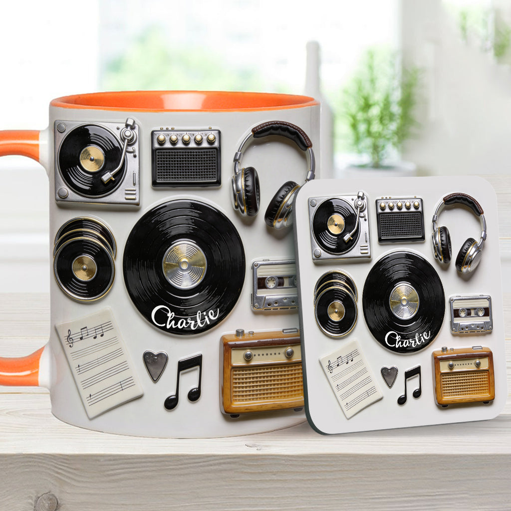 Liebe Vinyl – Personalisierte Vinyl-Schallplatten-Tasse & Untersetzer